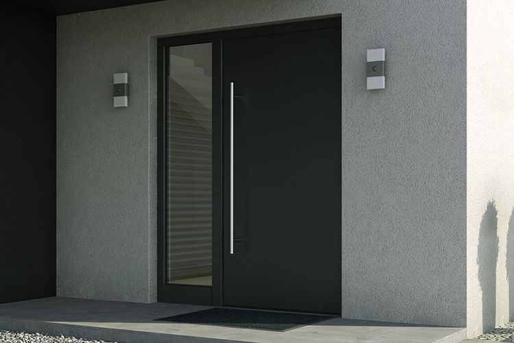 Moderne Aluminium-Haustür in Anthrazit